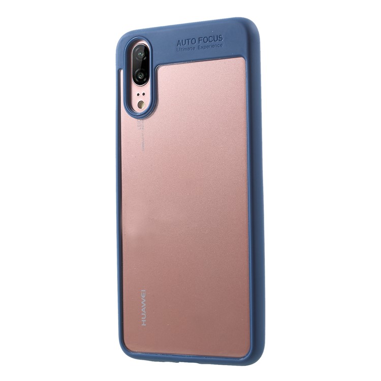 Silicone Frame + Transparent Acrylic Combo Cellphone Case for Huawei P20 - Blue-3