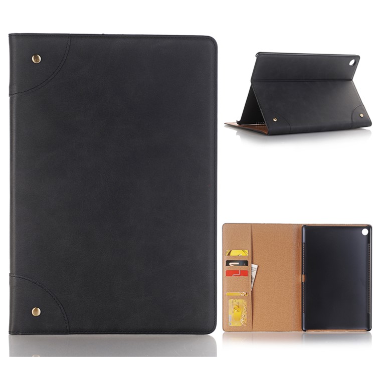 Crazy Horse Texture Retro PU Leather Wallet Smart Case for Huawei MediaPad M5 10/M5 10 (Pro) - Black-1