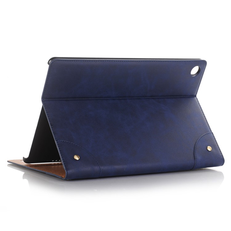 Crazy Horse Texture Retro PU Leather Wallet Smart Shell for Huawei MediaPad M5 10/M5 10 (Pro) - Blue-3