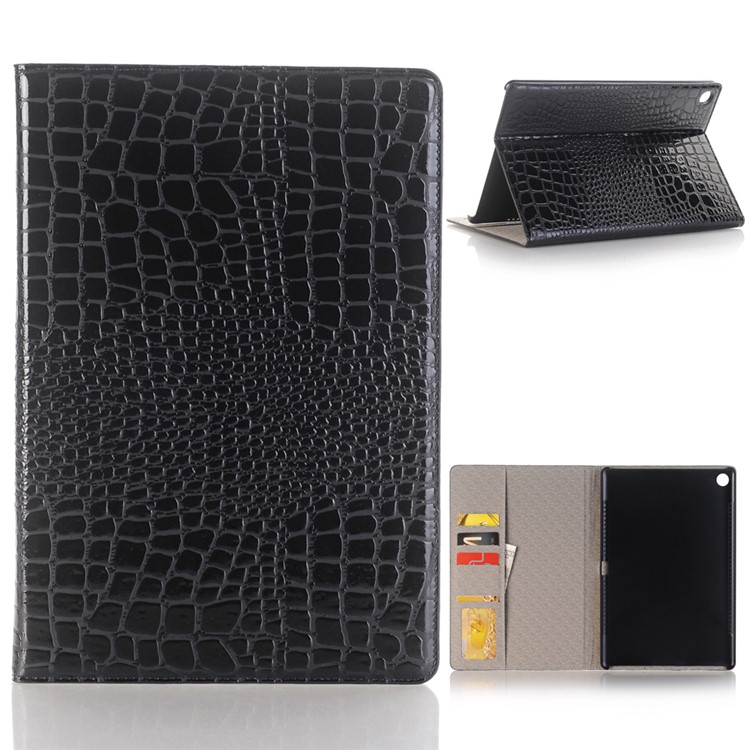 Crocodile Texture Wallet Stand Leather Smart Case for Huawei MediaPad M5 10/M5 10 (Pro) - Black-1