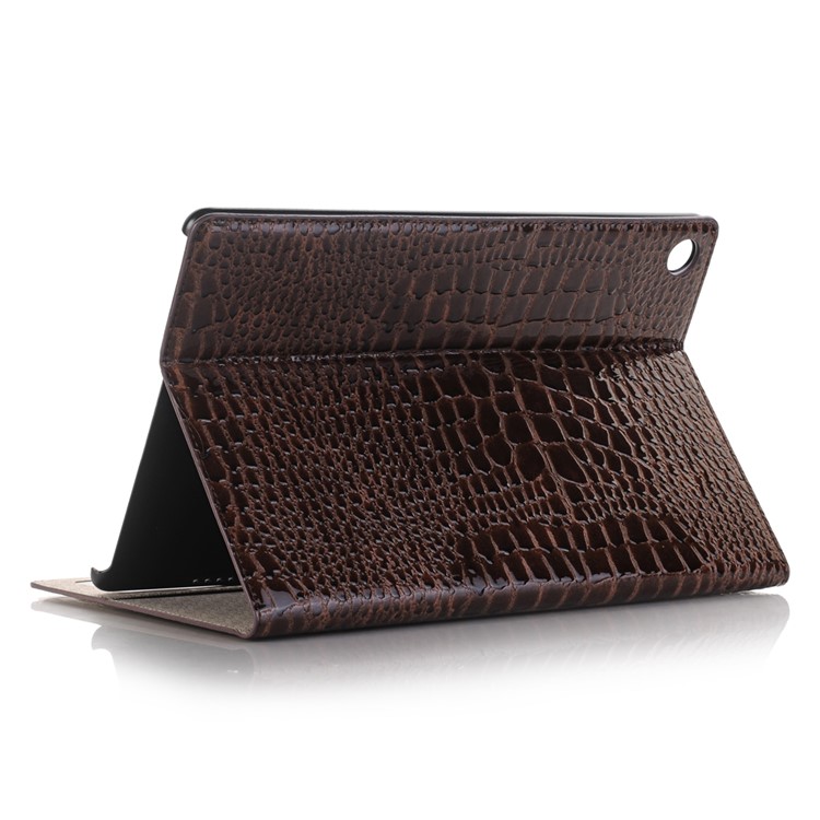 Crocodile Texture Wallet Stand Leather Smart Cover Protector for Huawei MediaPad M5 10/M5 10 (Pro) - Brown-4