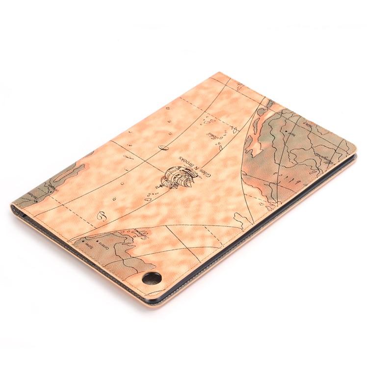 Map Pattern Stand Wallet Leather Case for Huawei MediaPad M5 10/M5 10 (Pro) - Beige-7