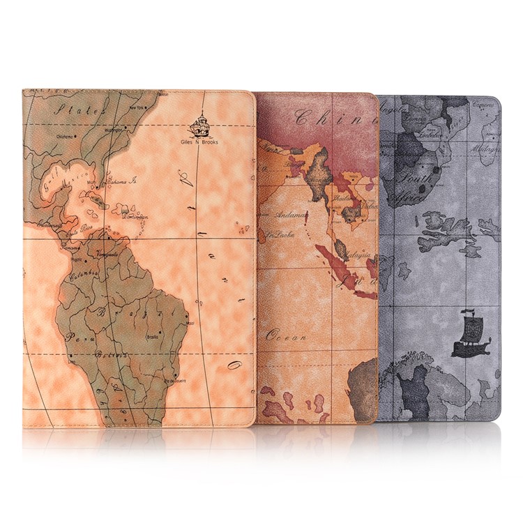 Map Pattern Stand Wallet Leather Case for Huawei MediaPad M5 10/M5 10 (Pro) - Beige-9