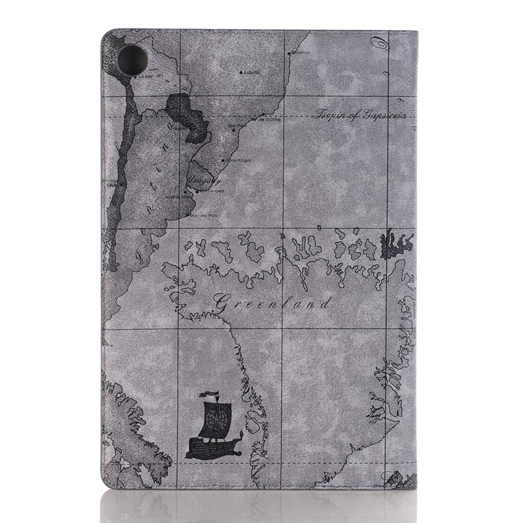 Map Pattern Stand Wallet Leather Cover for Huawei MediaPad M5 10/M5 10 (Pro) - Grey-2