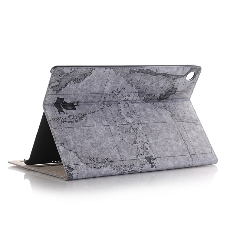 Map Pattern Stand Wallet Leather Cover for Huawei MediaPad M5 10/M5 10 (Pro) - Grey-4