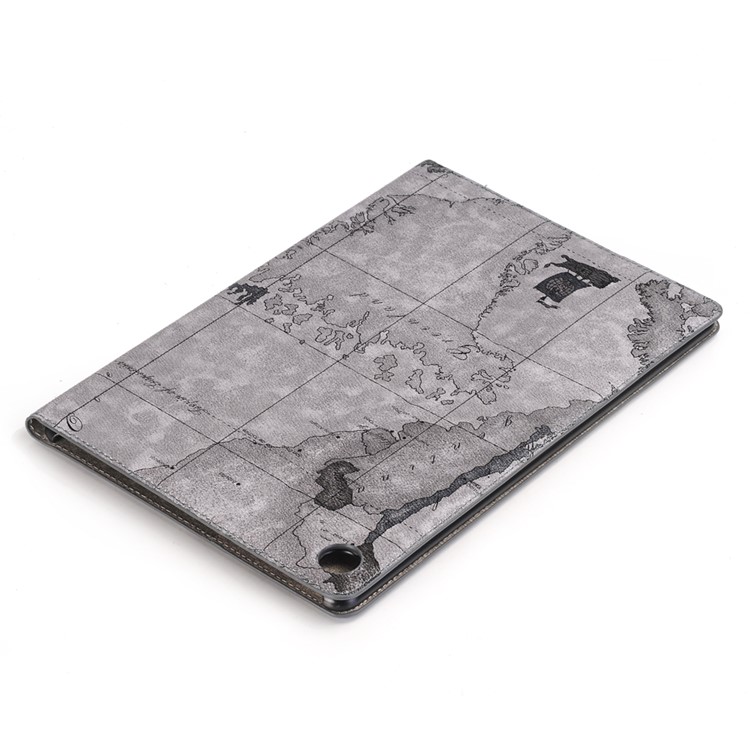 Map Pattern Stand Wallet Leather Cover for Huawei MediaPad M5 10/M5 10 (Pro) - Grey-6
