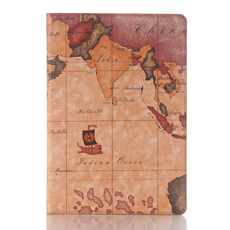 Map Pattern Stand Wallet Leather Shell for Huawei MediaPad M5 10/M5 10 (Pro) - Brown-1