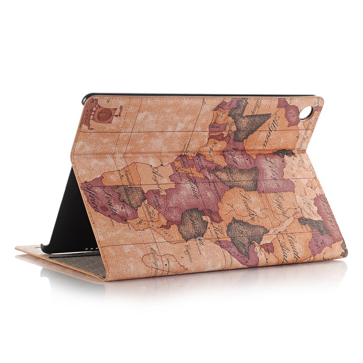 Map Pattern Stand Wallet Leather Shell for Huawei MediaPad M5 10/M5 10 (Pro) - Brown-3