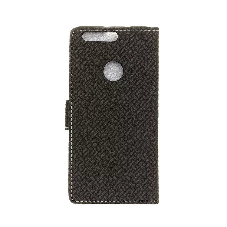 Woven Texture Wallet Stand Leather Phone Case for Huawei Honor 7A (with Fingerprint Sensor)/Honor 7A Pro/ Enjoy 8E - Black-5