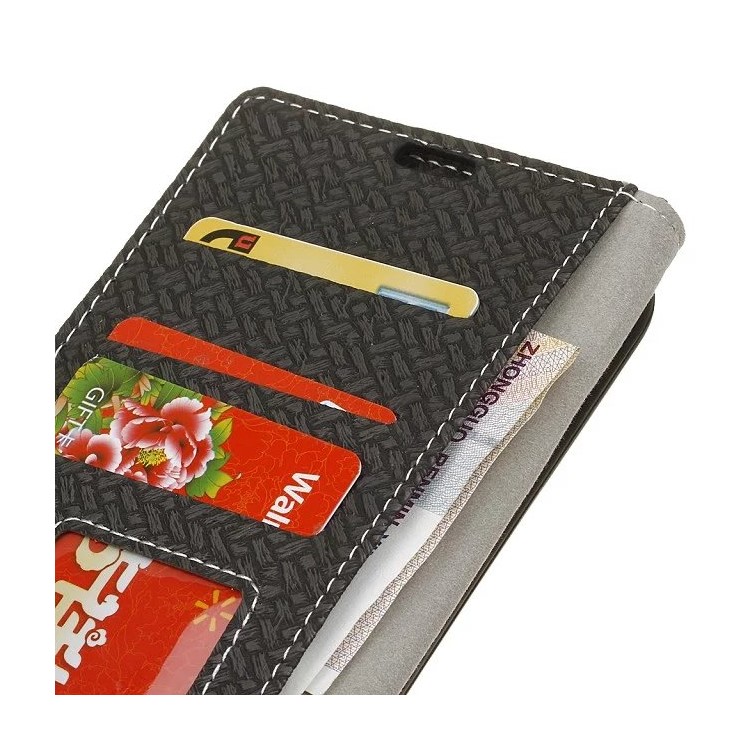 Woven Texture Wallet Stand Leather Phone Case for Huawei Honor 7A (with Fingerprint Sensor)/Honor 7A Pro/ Enjoy 8E - Black-6