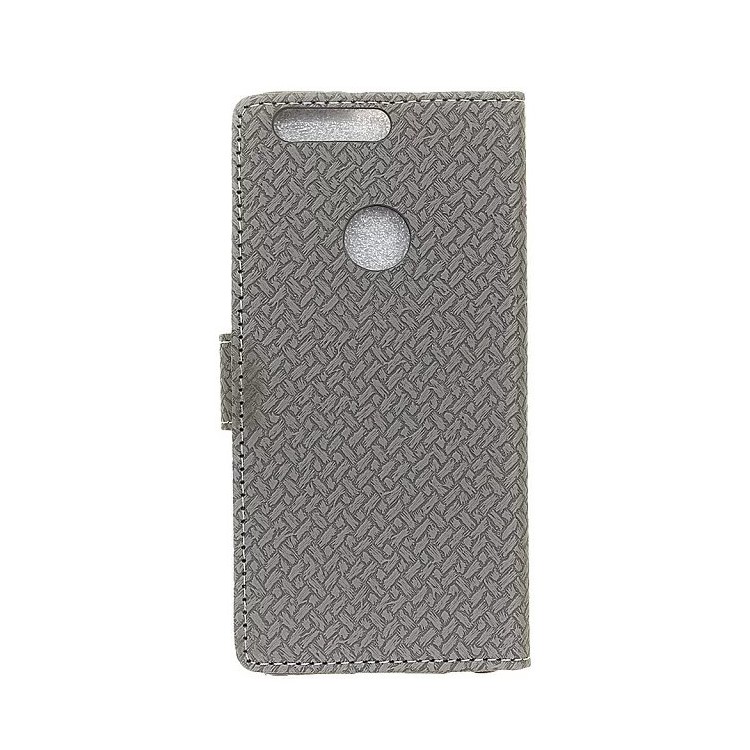 Woven Texture Wallet Stand Leather Phone Cover for Huawei Honor 7A (with Fingerprint Sensor)/Honor 7A Pro/ Enjoy 8E - Grey-4