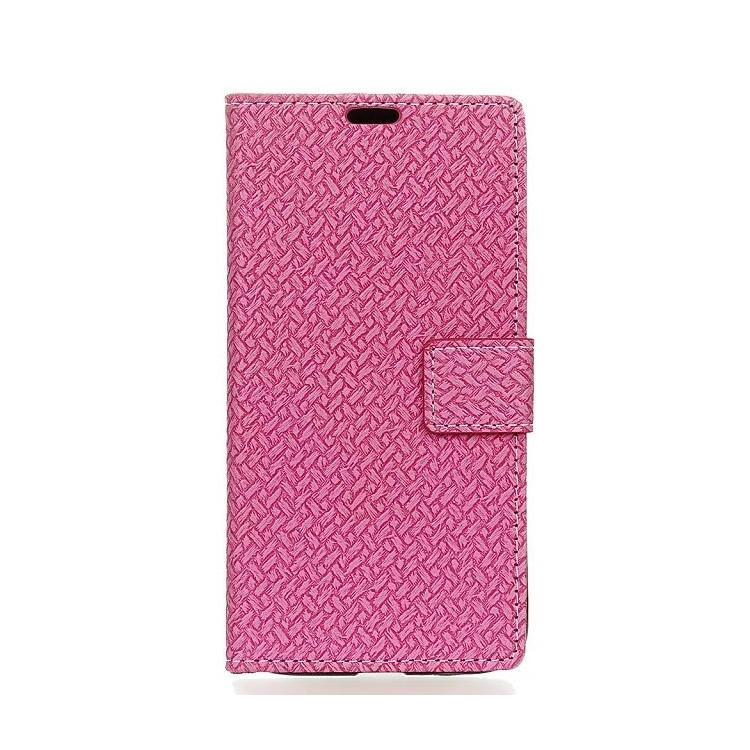 Woven Texture Wallet Stand Leather Mobile Case for Huawei Honor 7A (with Fingerprint Sensor)/Honor 7A Pro/ Enjoy 8E - Rose-1
