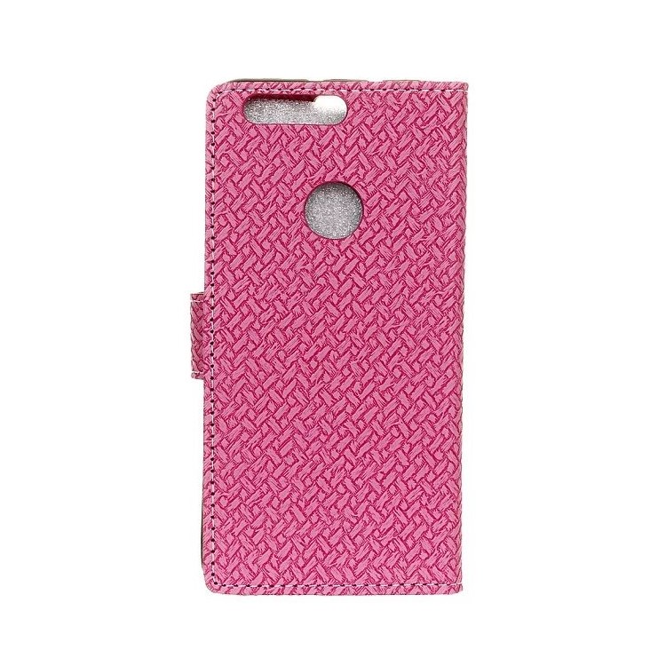 Woven Texture Wallet Stand Leather Mobile Case for Huawei Honor 7A (with Fingerprint Sensor)/Honor 7A Pro/ Enjoy 8E - Rose-4