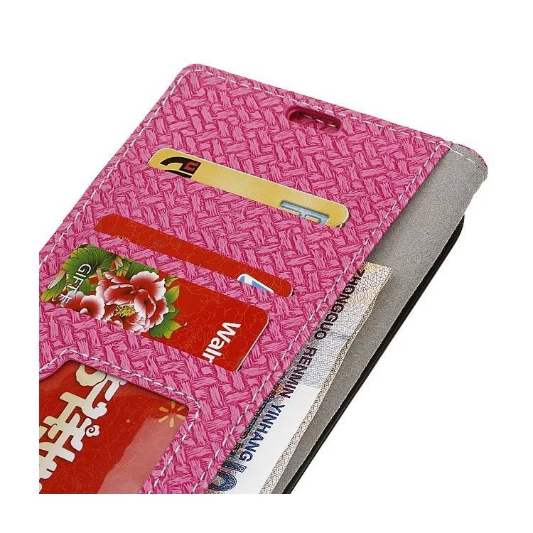 Woven Texture Wallet Stand Leather Mobile Case for Huawei Honor 7A (with Fingerprint Sensor)/Honor 7A Pro/ Enjoy 8E - Rose-5