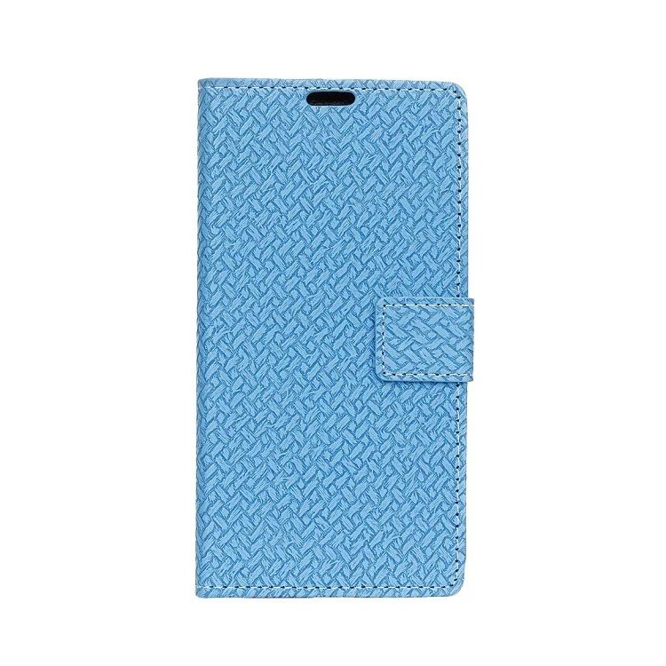 Woven Texture Wallet Stand Leather Mobile Cover for Huawei Honor 7A (with Fingerprint Sensor)/Honor 7A Pro/ Enjoy 8E - Blue-1