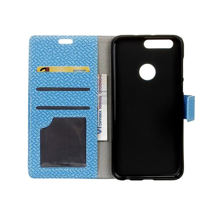 Woven Texture Wallet Stand Leather Mobile Cover for Huawei Honor 7A (with Fingerprint Sensor)/Honor 7A Pro/ Enjoy 8E - Blue-3
