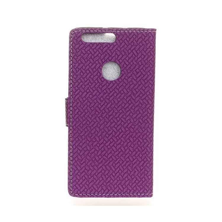 Woven Texture Wallet Stand Leather Shell Case for Huawei Honor 7A (with Fingerprint Sensor)/Honor 7A Pro/ Enjoy 8E - Purple-4