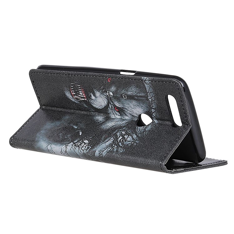 Pattern Printing Stand Leather Wallet Mobile Cover for Huawei Honor 7A (with Fingerprint Sensor) / Honor 7A Pro / Enjoy 8e - Fierce Wolf-4