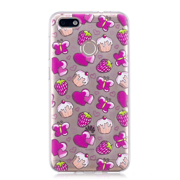 Pattern Printing TPU Mobile Cover for Huawei P9 lite mini/Y6 Pro (2017)/Enjoy 7 - Heart and Strawberry-3