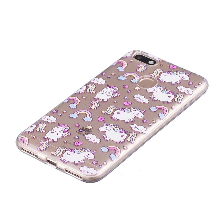 Pattern Printing TPU Back Casing for Huawei P9 lite mini/Y6 Pro (2017)/Enjoy 7 - Cloud and Unicorn-4