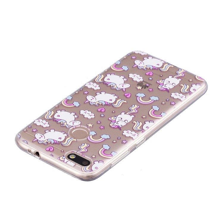 Pattern Printing TPU Back Casing for Huawei P9 lite mini/Y6 Pro (2017)/Enjoy 7 - Cloud and Unicorn-5