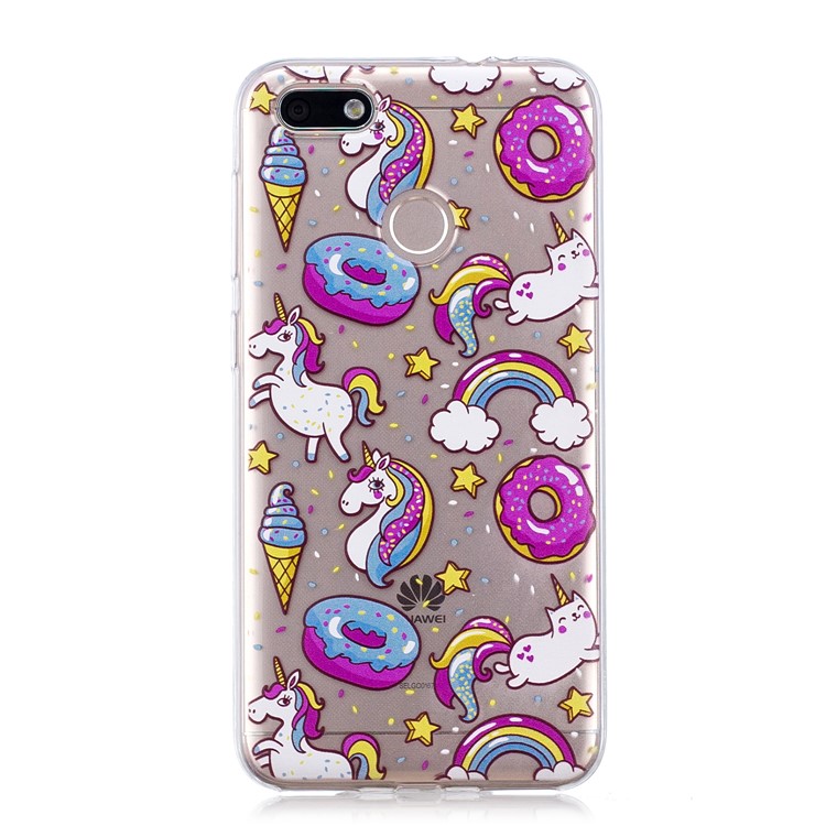 Pattern Printing TPU Protective Shell for Huawei P9 lite mini/Y6 Pro (2017)/Enjoy 7 - Doughnut and Unicorn-3