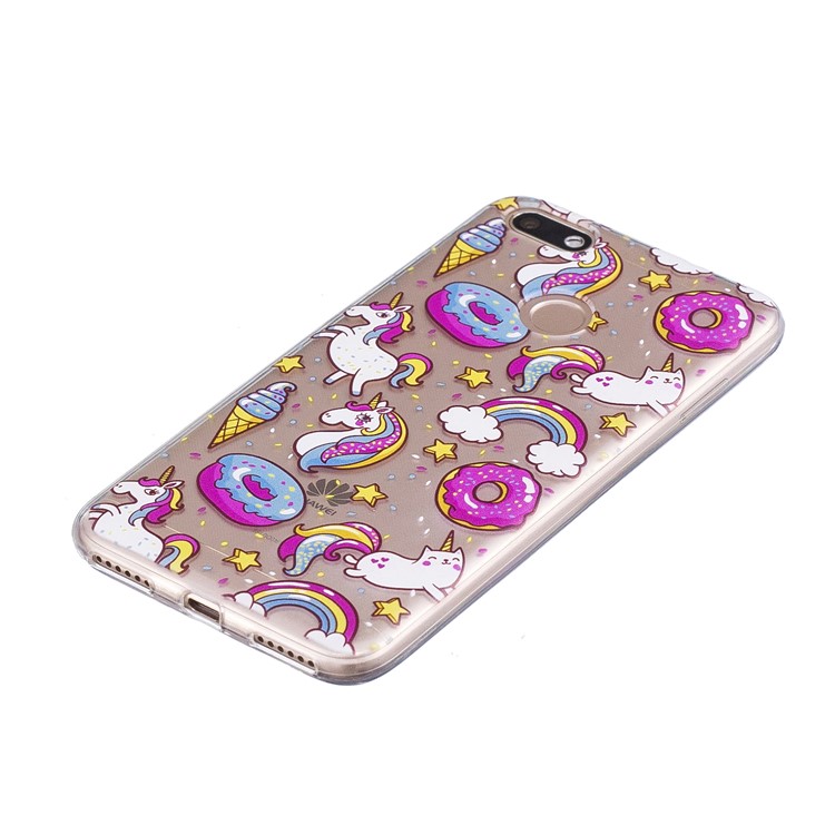 Pattern Printing TPU Protective Shell for Huawei P9 lite mini/Y6 Pro (2017)/Enjoy 7 - Doughnut and Unicorn-4
