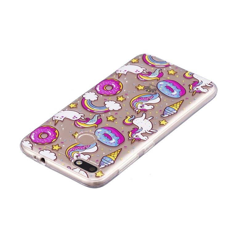 Pattern Printing TPU Protective Shell for Huawei P9 lite mini/Y6 Pro (2017)/Enjoy 7 - Doughnut and Unicorn-5