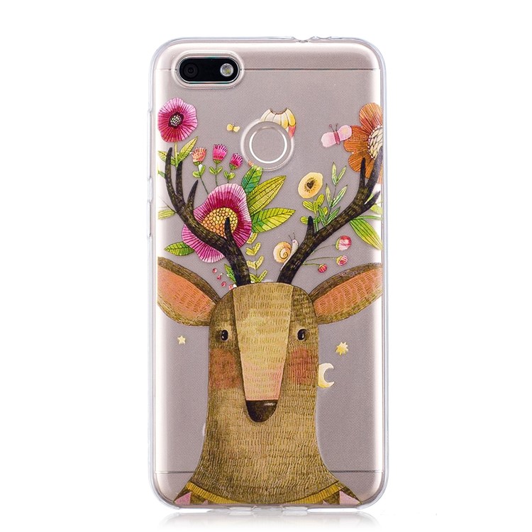 Pattern Printing TPU Lightweight Phone Cover for Huawei P9 lite mini/Y6 Pro (2017)/Enjoy 7 - Deer with Flowers-3