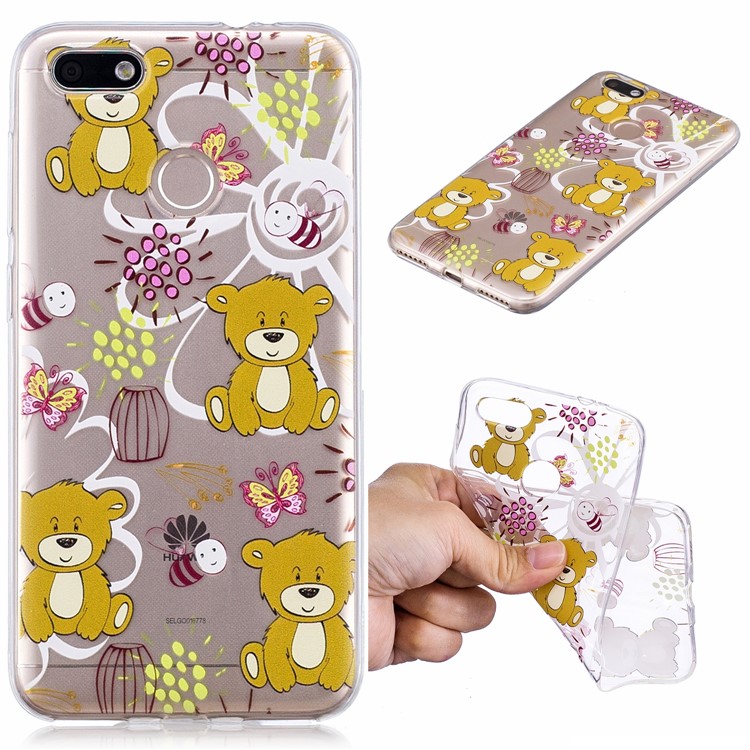 For Huawei P9 lite mini/Y6 Pro (2017)/Enjoy 7 Patterned Flexible TPU Featherweight Cover - Bear Pattern-1
