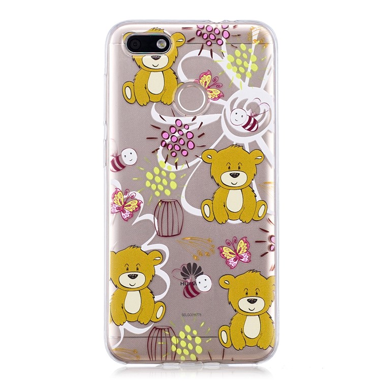 For Huawei P9 lite mini/Y6 Pro (2017)/Enjoy 7 Patterned Flexible TPU Featherweight Cover - Bear Pattern-3