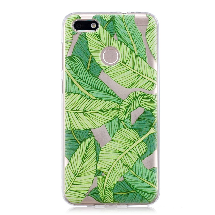 For Huawei P9 lite mini/Y6 Pro (2017)/Enjoy 7 Patterned Soft TPU Super Thin Case Shell - Green Leaves-3
