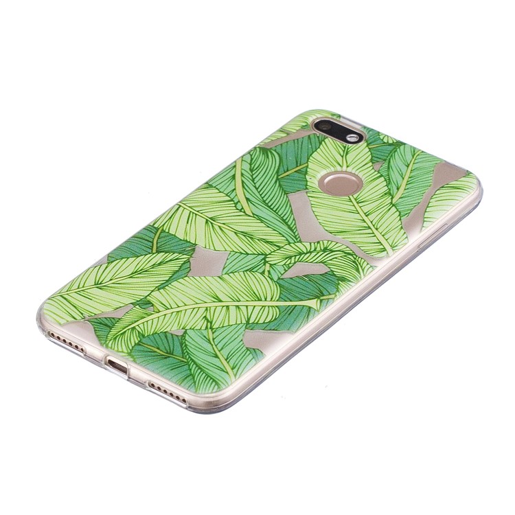 For Huawei P9 lite mini/Y6 Pro (2017)/Enjoy 7 Patterned Soft TPU Super Thin Case Shell - Green Leaves-4