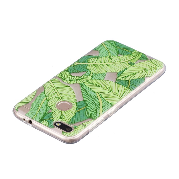 For Huawei P9 lite mini/Y6 Pro (2017)/Enjoy 7 Patterned Soft TPU Super Thin Case Shell - Green Leaves-5