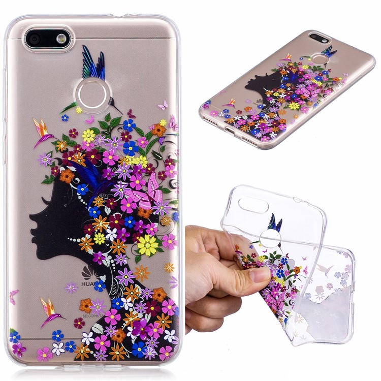 For Huawei P9 lite mini/Y6 Pro (2017)/Enjoy 7 Pattern Printing TPU Protective Phone Cover - Flowered Girl-1