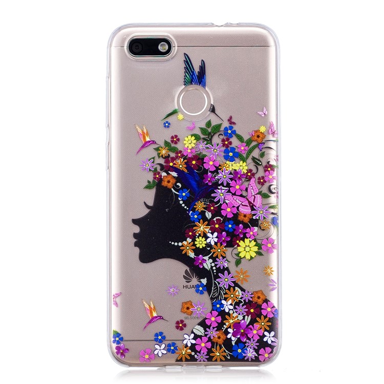 For Huawei P9 lite mini/Y6 Pro (2017)/Enjoy 7 Pattern Printing TPU Protective Phone Cover - Flowered Girl-3