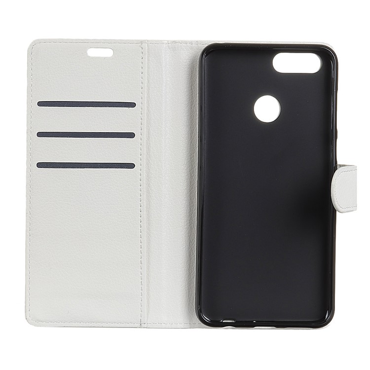 Litchi Skin Wallet Leather Stand Casing for Huawei Honor 7A (with Fingerprint Sensor)/Honor 7A Pro/Enjoy 8e - White-5