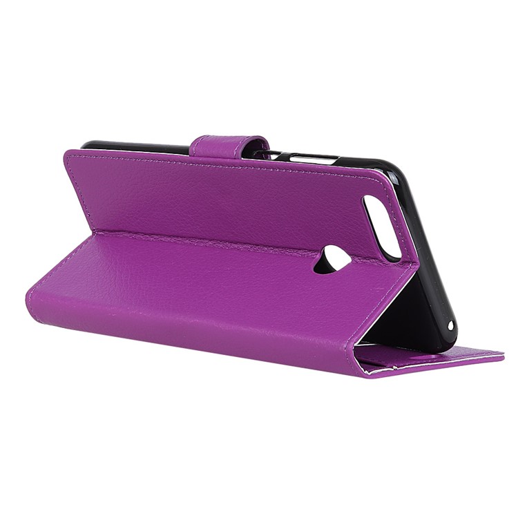 Litchi Skin Wallet Leather Stand Casing Shell for Huawei Honor 7A (with Fingerprint Sensor)/Honor 7A Pro/Enjoy 8e - Purple-6