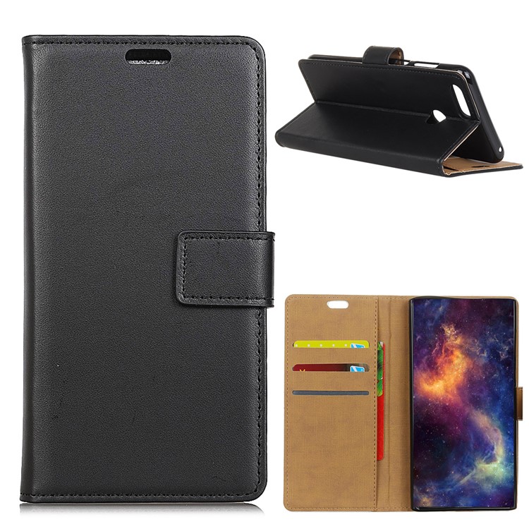 PU Leather Magnetic Wallet Phone Cover with Stand for Huawei Honor 7A (with Fingerprint Sensor) / Honor 7A Pro / Enjoy 8e - Black-1