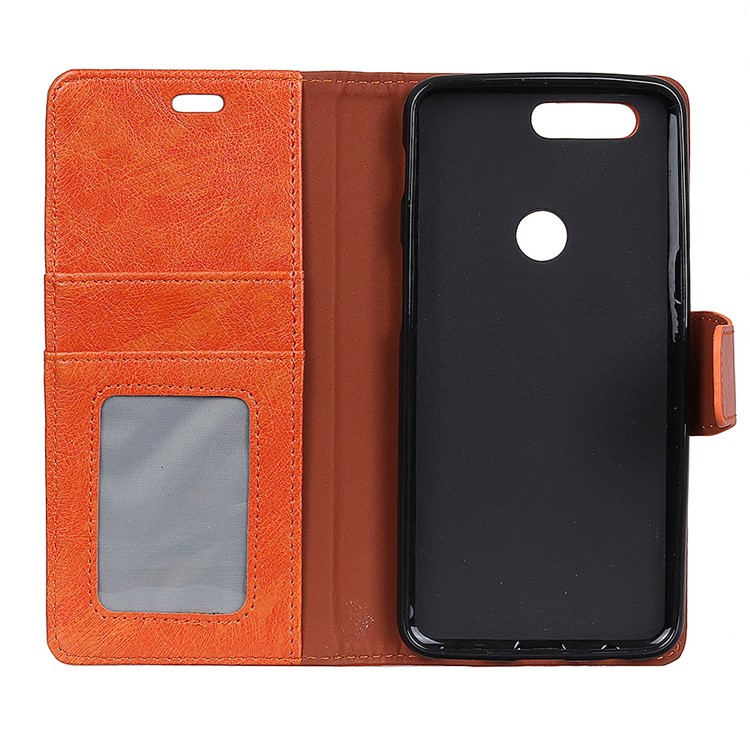 Textured Split Leather Wallet Protection Cellphone Casing for Huawei Honor 7A (with Fingerprint Sensor) / Honor 7A Pro / Enjoy 8e - Orange-5