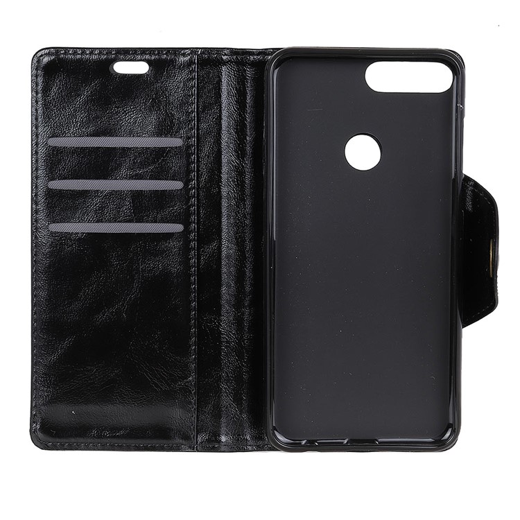 For Huawei Honor 7A (with Fingerprint Sensor) / Honor 7A Pro / Enjoy 8e Textured PU Leather Protective Mobile Cover - Black-4