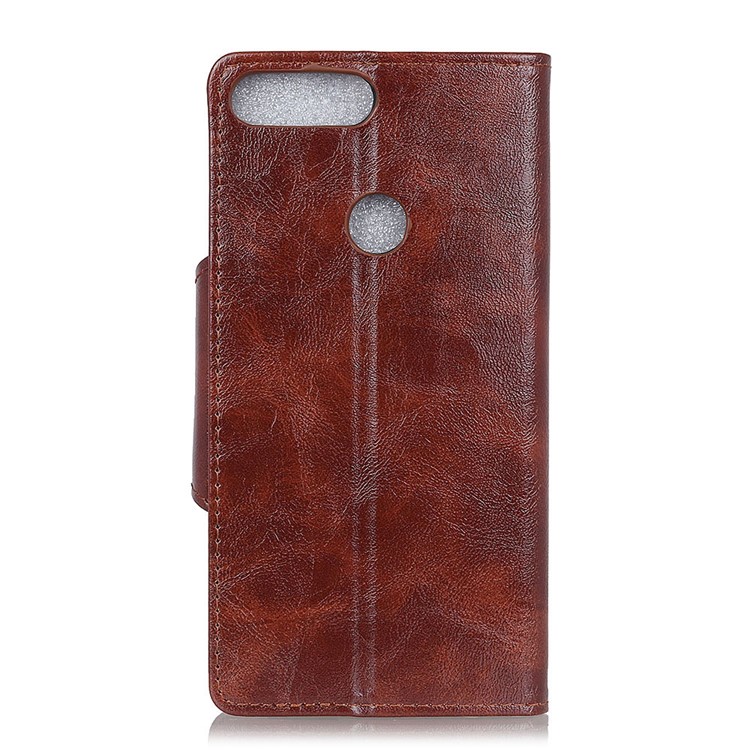 For Huawei Honor 7A (with Fingerprint Sensor) / Honor 7A Pro / Enjoy 8e Textured PU Leather Wallet Stand Phone Case - Coffee-3