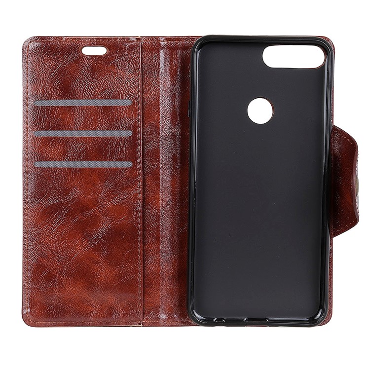 For Huawei Honor 7A (with Fingerprint Sensor) / Honor 7A Pro / Enjoy 8e Textured PU Leather Wallet Stand Phone Case - Coffee-4