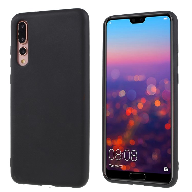 Matte TPU Cell Phone Case for Huawei P20 Pro - Black-1