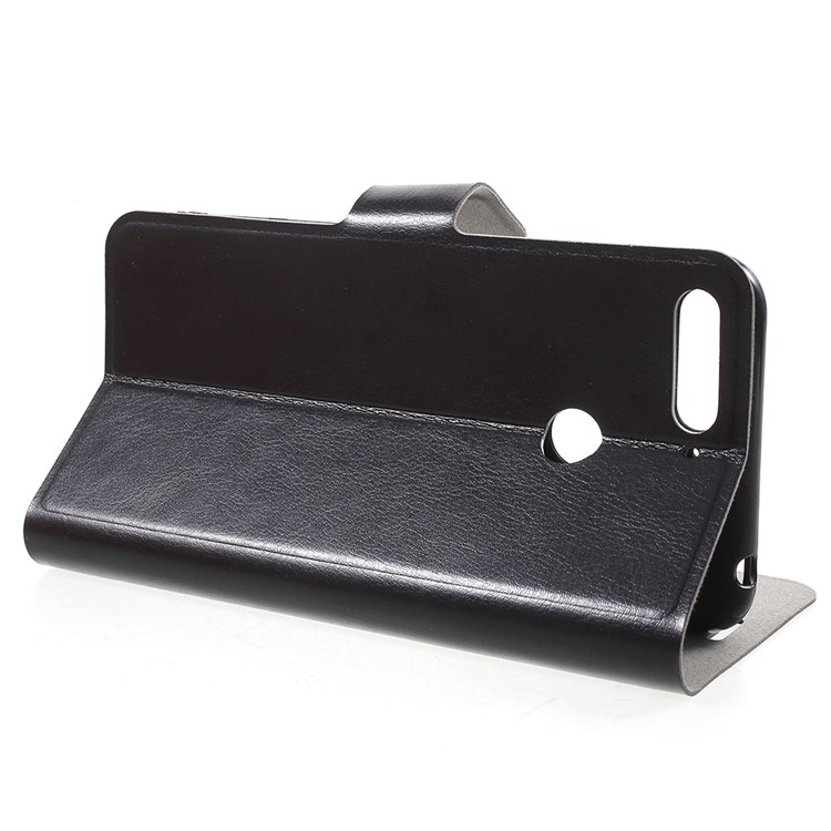 Crazy Horse Leather Stand Shell for Huawei Enjoy 8E / Honor 7A Pro / Honor 7A (with Fingerprint Sensor) - Black-4