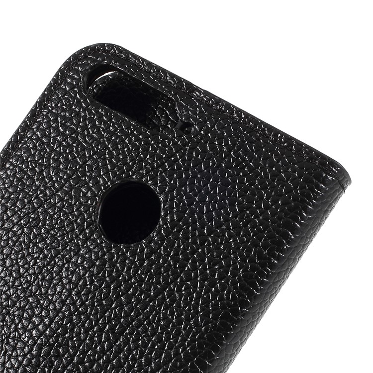 Litchi Texture Wallet Leather Phone Case with Stand for Huawei Honor 7A (with Fingerprint Sensor)/Honor 7A Pro/Enjoy 8e - Black-5