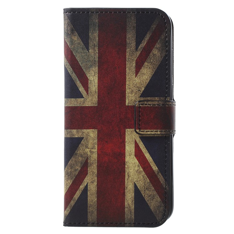 Patterned Leather Wallet Stand Phone Casing for Huawei Enjoy 8E / Honor 7A Pro / Honor 7A (with Fingerprint Sensor) - Flag of British-1