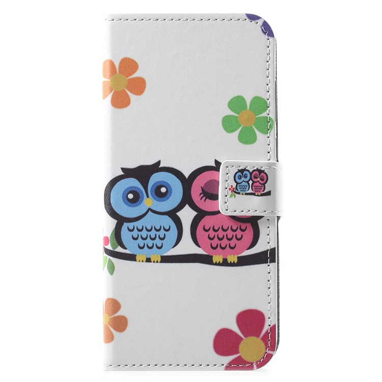 Patterned PU Leather Wallet Stand Magnetic Case for Huawei Enjoy 8E / Honor 7A Pro / Honor 7A (with Fingerprint Sensor) - Owl Lovers-1
