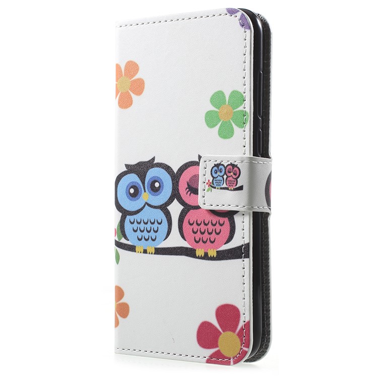 Patterned PU Leather Wallet Stand Magnetic Case for Huawei Enjoy 8E / Honor 7A Pro / Honor 7A (with Fingerprint Sensor) - Owl Lovers-2