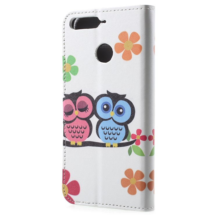 Patterned PU Leather Wallet Stand Magnetic Case for Huawei Enjoy 8E / Honor 7A Pro / Honor 7A (with Fingerprint Sensor) - Owl Lovers-3